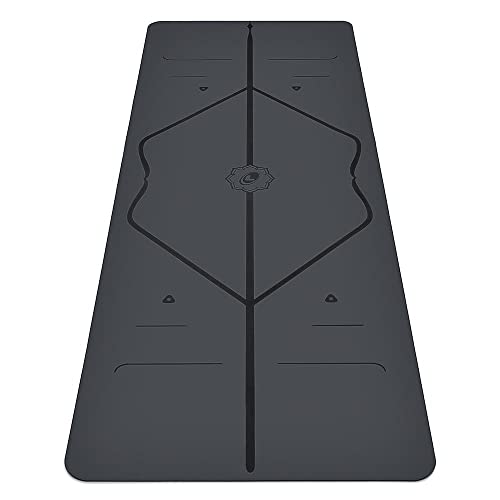 Liforme Original Yoga Mat – Free Yoga Bag Included - Patented Alignment System, Warrior-like Grip, Non-slip, Eco-friendly and Biodegradable, sweat-resistant, 4.2mm thick mat for comfort - Grey
