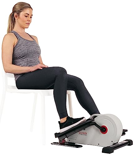 Sunny Health & Fitness Fully Assembled Magnetic Under Desk Elliptical Peddler, Portable Foot & Leg Pedal Exerciser(White) - SF-E3872