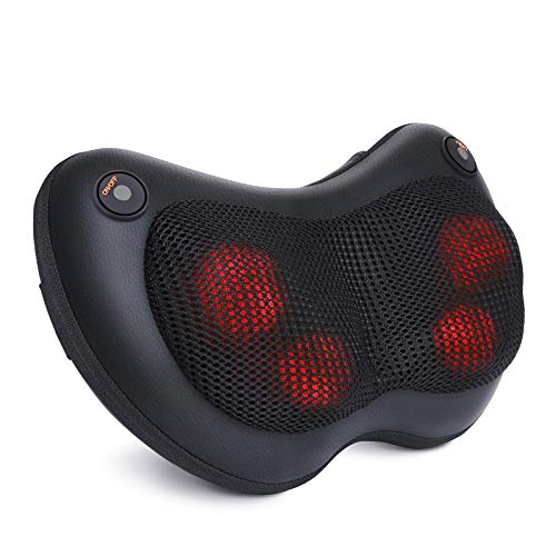 Naipo Shiatsu Neck Back Massager Massage Pillow with Heat, Deep Tissue Kneading Massager for Shoulder, Lower Back, Leg, Foot, Muscle Pain Relief, Best Relaxation Gifts in Home Office and Car