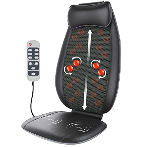 Back Massager, RENPHO S-Shaped Shiatsu Massage Seat Cushion with Vibration, Heat, Deep Kneading Rolling, Massage Chair Pad for Shoulder Waist Hips Muscle Pain Relief,Home/Office