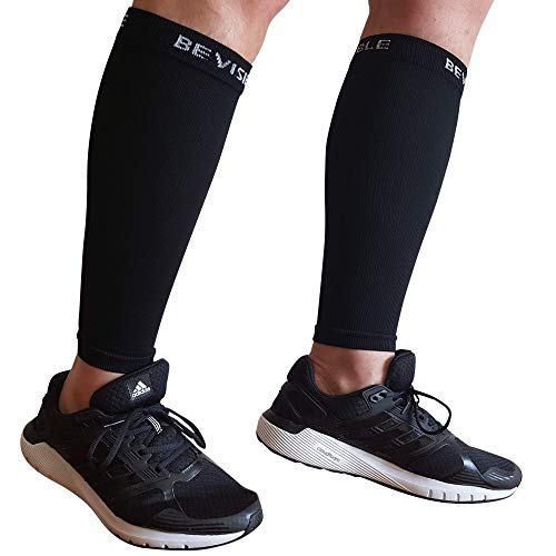 BeVisible Sports Unisex Calf Compression Sleeve - Black (XL-XXL)