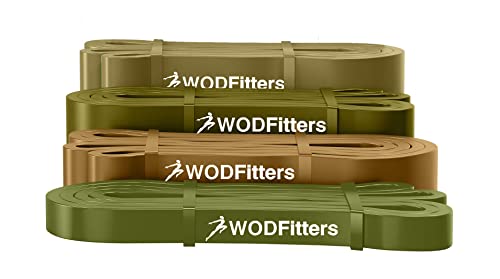 WODFitters Stretch Resistance Pull Up Assist Band with eGuide, 4 Band Set