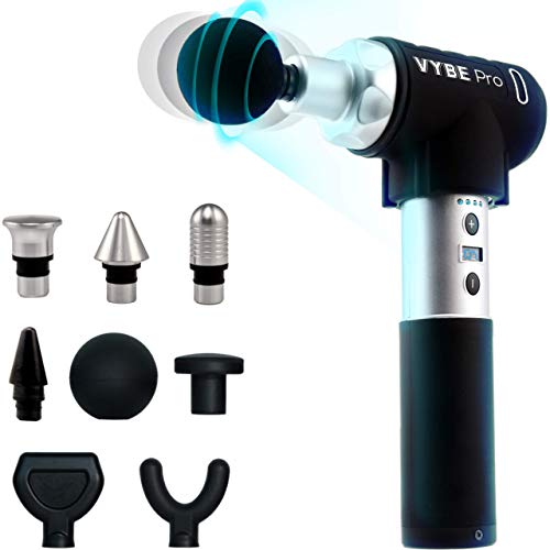 VYBE Percussion Massage Gun - Pro Model- Massager for Deep Tissue Muscle - for Pain Relief- 9 Speeds, 8 Attachments, Quiet, Portable, Electric and Handheld