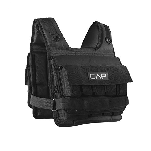 CAP Barbell unisex-adult Barbell HHWV-CB020S Short Adjustable Weighted Vest, 20 lb., Short 20-Pound, Black