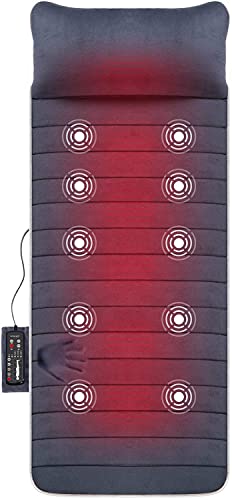 SNAILAX Memory Foam Massage Mat with Heat, 6 Therapy Heating pad,10 Vibration Motors Massage Mattress Pad, Full Body Massager Cushion Relieve Neck, Back, Waist, Legs