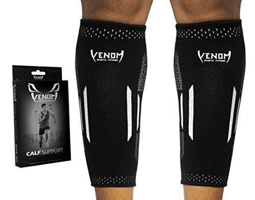 Venom Calf Brace Compression Sleeves (Pair) - Elastic Support Socks for Pain Relief, Strain, Sprain, Shin Splints, Muscle Tear, Cramps, Running, Basketball, Football, Soccer, Men, Women