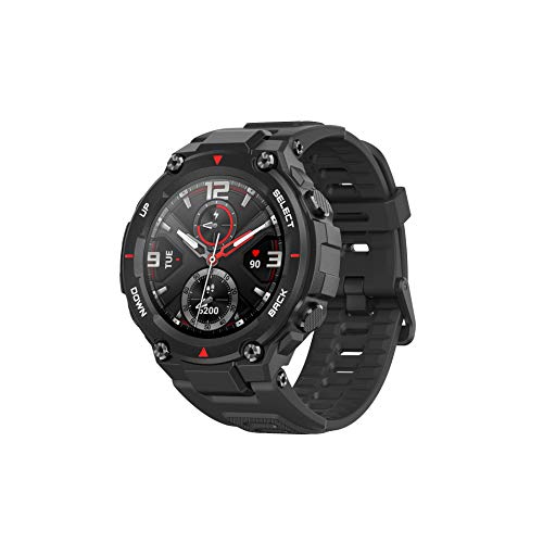 Amazfit T-Rex Smartwatch, Military Standard Certified, Tough Body, GPS, 20-Day Battery Life, 1.3'' AMOLED Display, Water Resistant, 14-Sports Modes, Rock Black