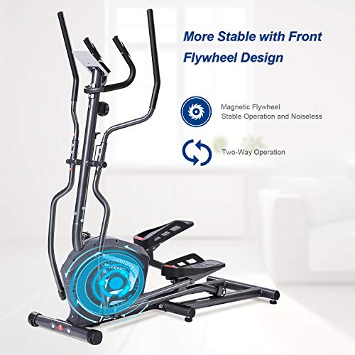 MaxKare Magnetic Elliptical Machine Elliptical Trainer Heavy Duty Smooth Quiet Driven  for Home Use with Front Flywheel/Display Panel/8-level Magnetic Resistance for Cardio Workout