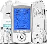 TENS Unit Muscle Stimulator with 8 Electrode Pads, TEC.Bean 16 Modes Rechargeable Electric Pulse Massager Pain Relief Tens Machine for Back, Neck, Arm, Leg & Knee - Home Office Sport