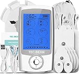 TENS Unit Muscle Stimulator with 8 Electrode Pads, TEC.Bean 16 Modes Rechargeable Electric Pulse Massager Pain Relief Tens Machine for Back, Neck, Arm, Leg & Knee - Home Office Sport