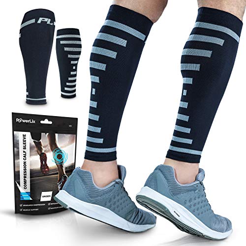 PowerLix Calf Compression Sleeve (Pair) – Supreme Shin Splint Sleeves for Men & Women – Perfect for Your Calves for Running, Ultimate Support for Leg Pain Relief and Recovery – 20-30 mmHg